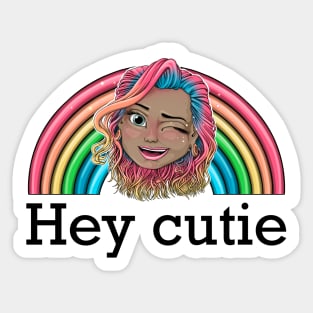 hey cutie Reva Prisma winking face emoji (black text) Sticker